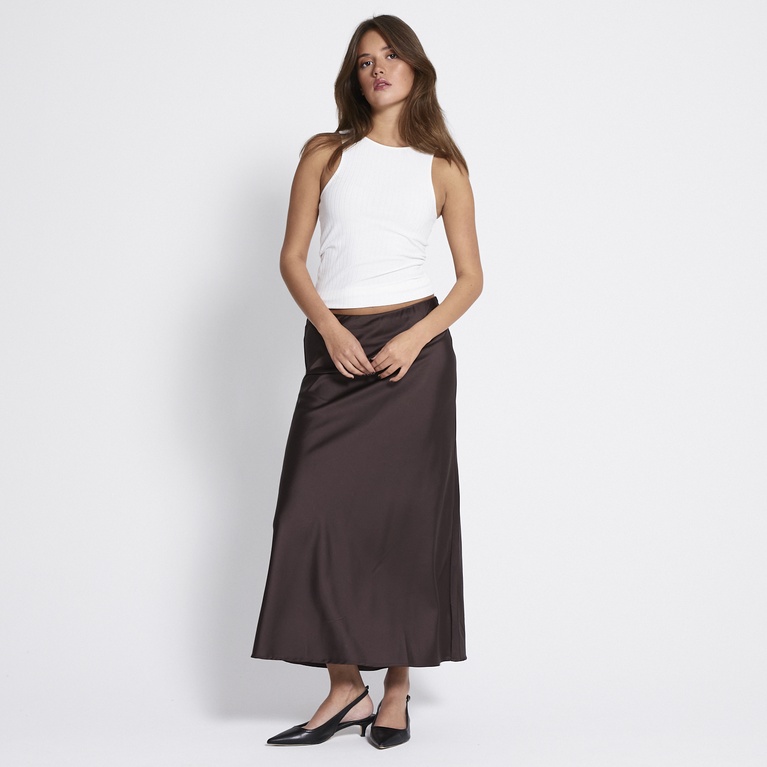 Satin skirt "Corinne" Brown